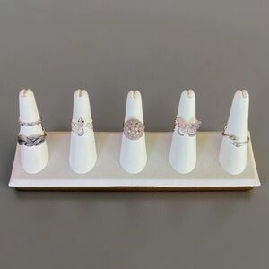 Variety Silver Ring Lot with Butterfly, Snake, Hands, and More